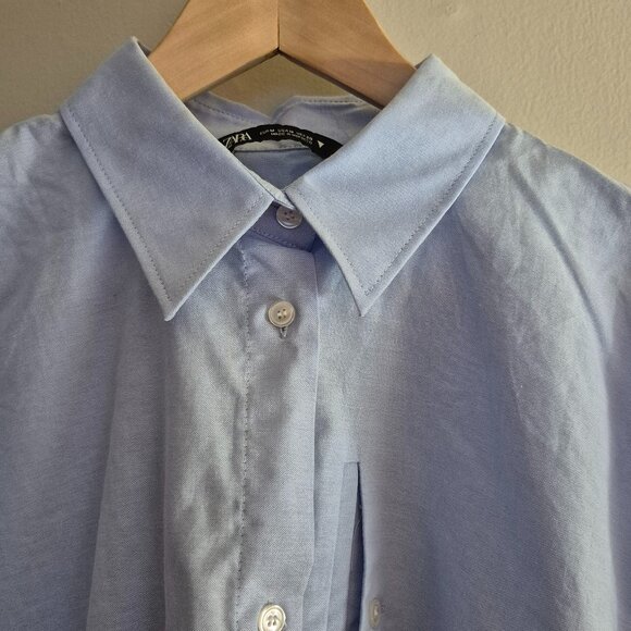Zara Cropped Cotton Shirt Size M - Picture 4 of 6
